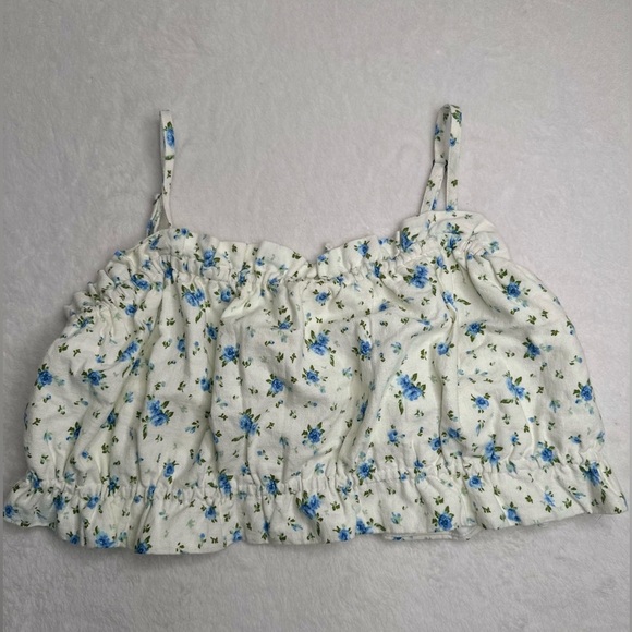 White Floral Cropped Tank Top Women’s Size XXL Wild Fable Target - Picture 1 of 11